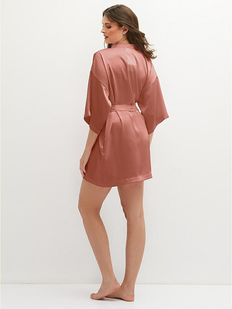 Back View - Desert Rose Short Whisper Satin Robe