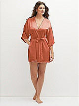 Front View Thumbnail - Terracotta Copper Short Whisper Satin Robe