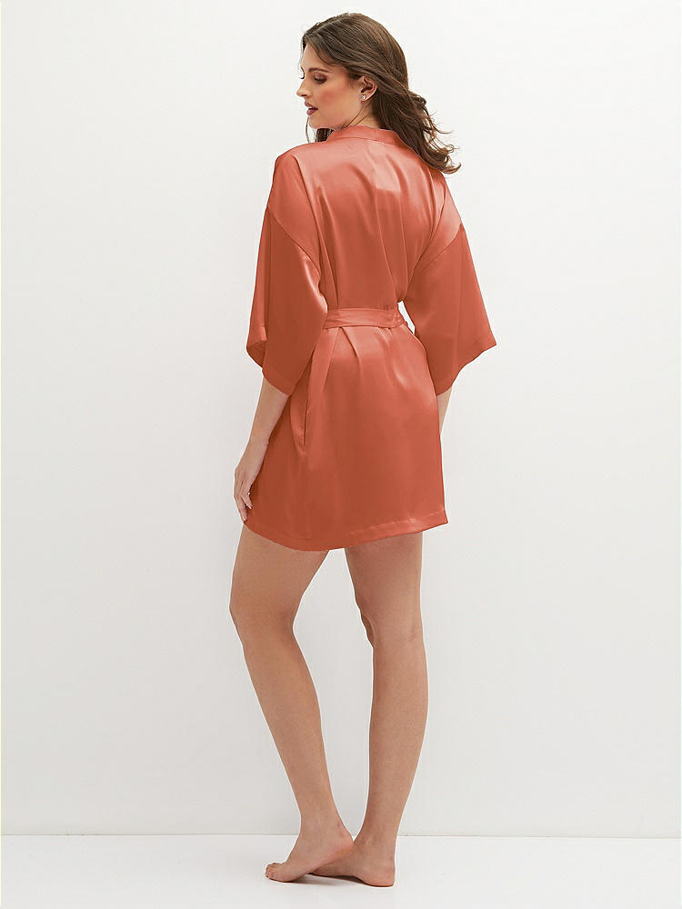 Back View - Terracotta Copper Short Whisper Satin Robe