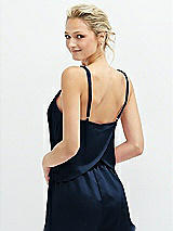 Rear View Thumbnail - Midnight Navy Split Back Whisper Satin Cami Top