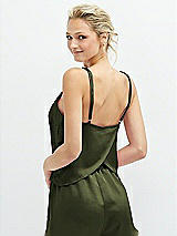 Rear View Thumbnail - Olive Green Split Back Whisper Satin Cami Top