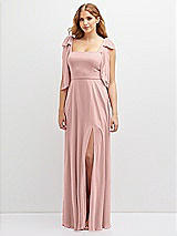 Front View Thumbnail - Rose Bow Shoulder Square Neck Chiffon Maxi Dress