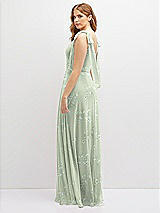 Rear View Thumbnail - Vintage Primrose Sage Bow Shoulder Square Neck Chiffon Maxi Dress