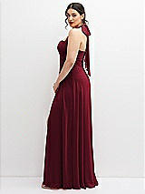 Side View Thumbnail - Burgundy Chiffon Convertible Maxi Dress with Multi-Way Tie Straps