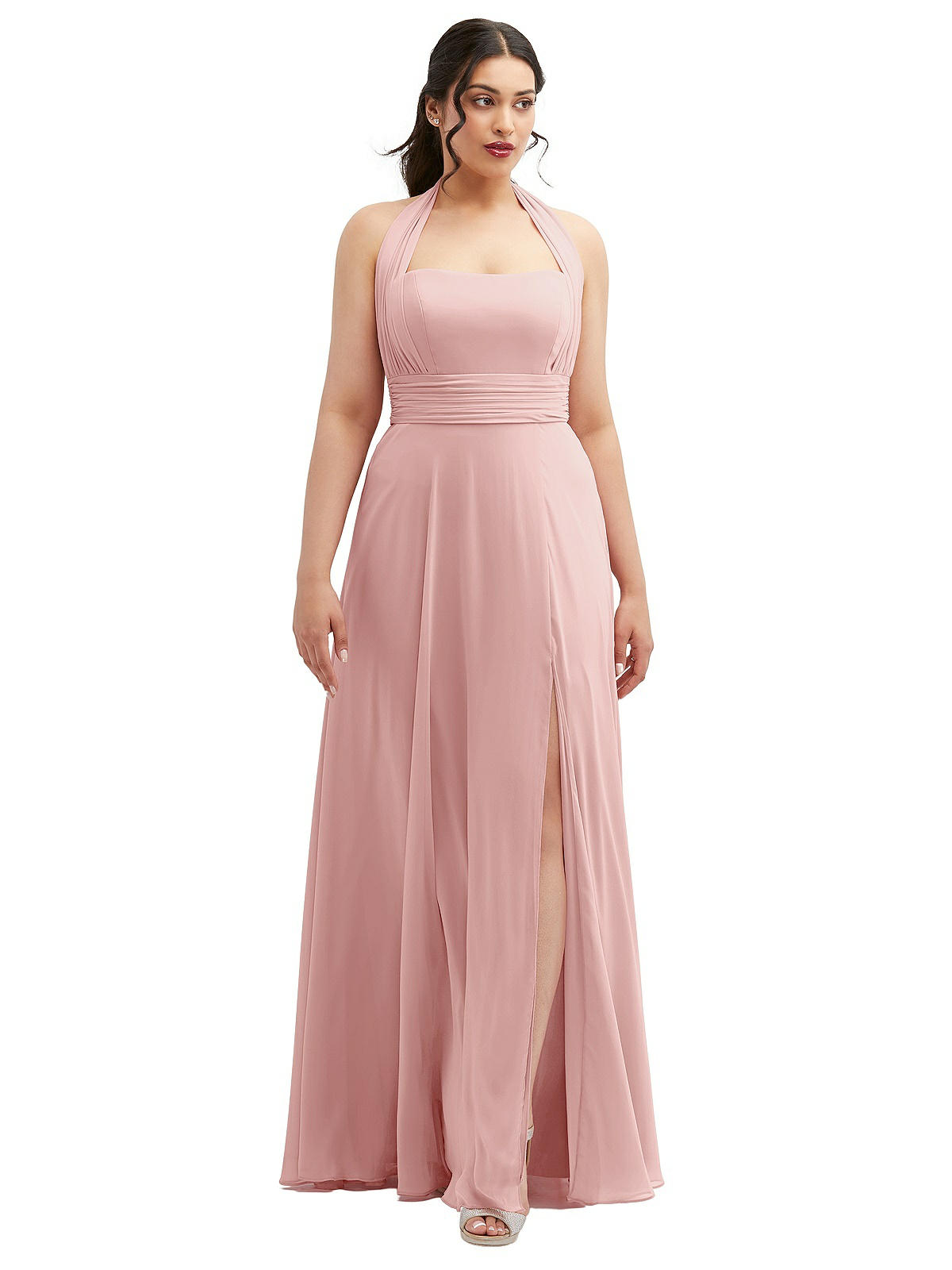 Chiffon Convertible Maxi Bridesmaid Dress With Multi-way Tie Straps In ...