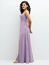 Alt View 2 Thumbnail - Pale Purple Chiffon Corset Maxi Dress with Removable Off-the-Shoulder Swags