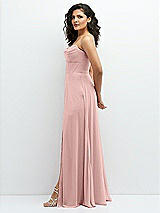 Alt View 2 Thumbnail - Rose Chiffon Corset Maxi Dress with Removable Off-the-Shoulder Swags