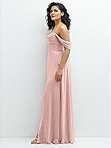 Side View Thumbnail - Rose Chiffon Corset Maxi Dress with Removable Off-the-Shoulder Swags