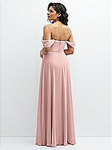 Rear View Thumbnail - Rose Chiffon Corset Maxi Dress with Removable Off-the-Shoulder Swags