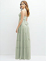 Rear View Thumbnail - Celadon Modern Regency Chiffon Tiered Maxi Dress with Tie-Back