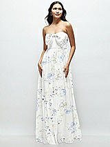 Front View Thumbnail - Bleu Garden Strapless Chiffon Maxi Dress with Oversized Bow Bodice