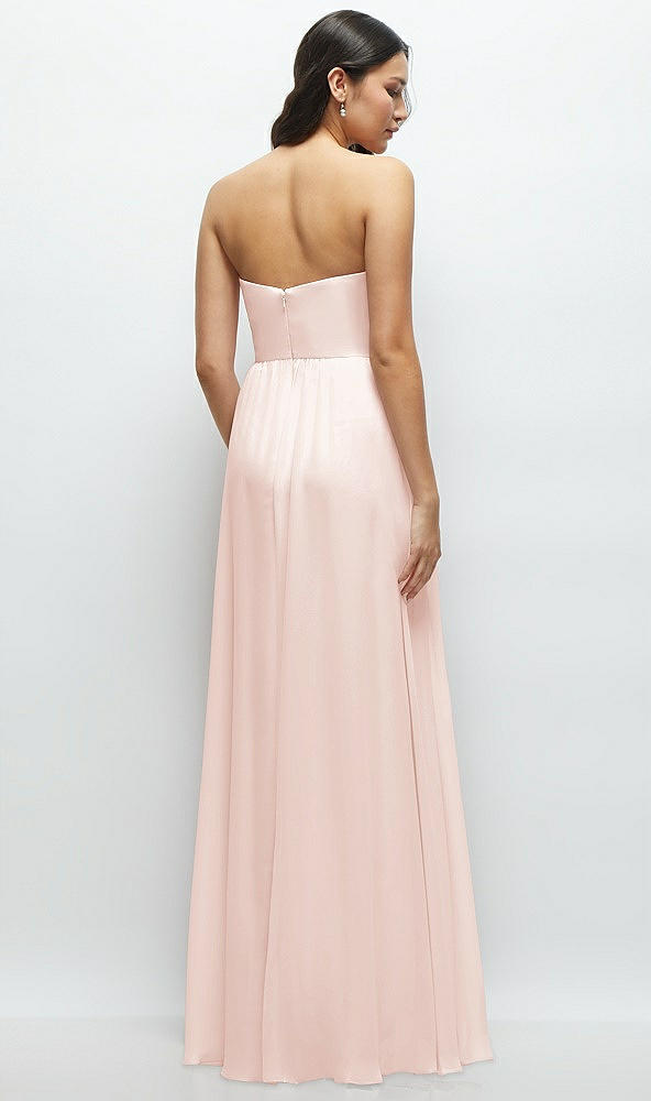 Back View - Blush Strapless Chiffon Maxi Dress with Oversized Bow Bodice