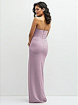 Rear View Thumbnail - Suede Rose Sleek Strapless Crepe Column Dress with Cut-Away Slit