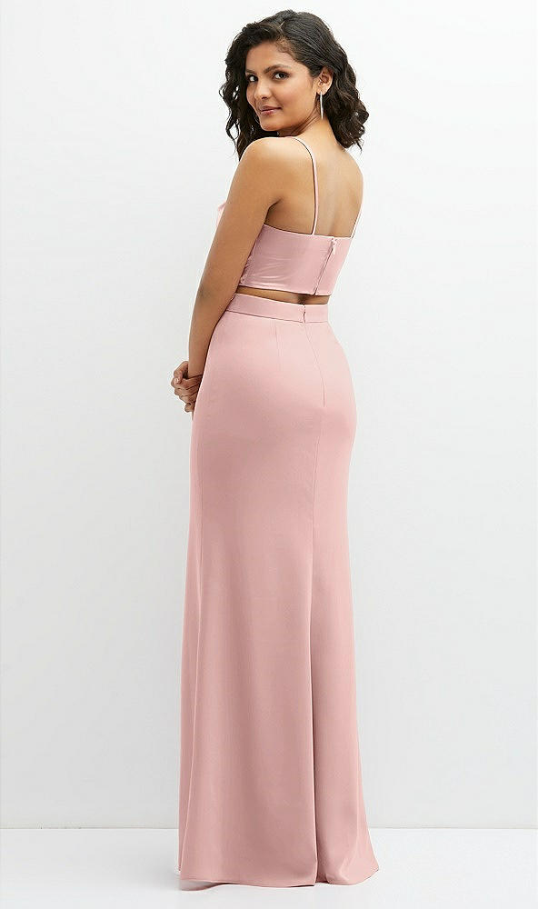 Back View - Rose Crepe Mix-and-Match High Waist Fit and Flare Skirt