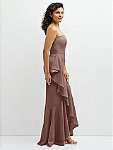 Side View Thumbnail - Sienna Strapless Crepe Maxi Dress with Ruffle Edge Bias Wrap Skirt