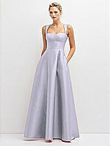 Front View Thumbnail - Silver Dove Lace-Up Back Bustier Satin Dress with Full Skirt and Pockets