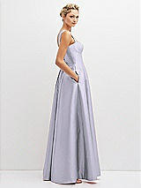 Side View Thumbnail - Silver Dove Lace-Up Back Bustier Satin Dress with Full Skirt and Pockets