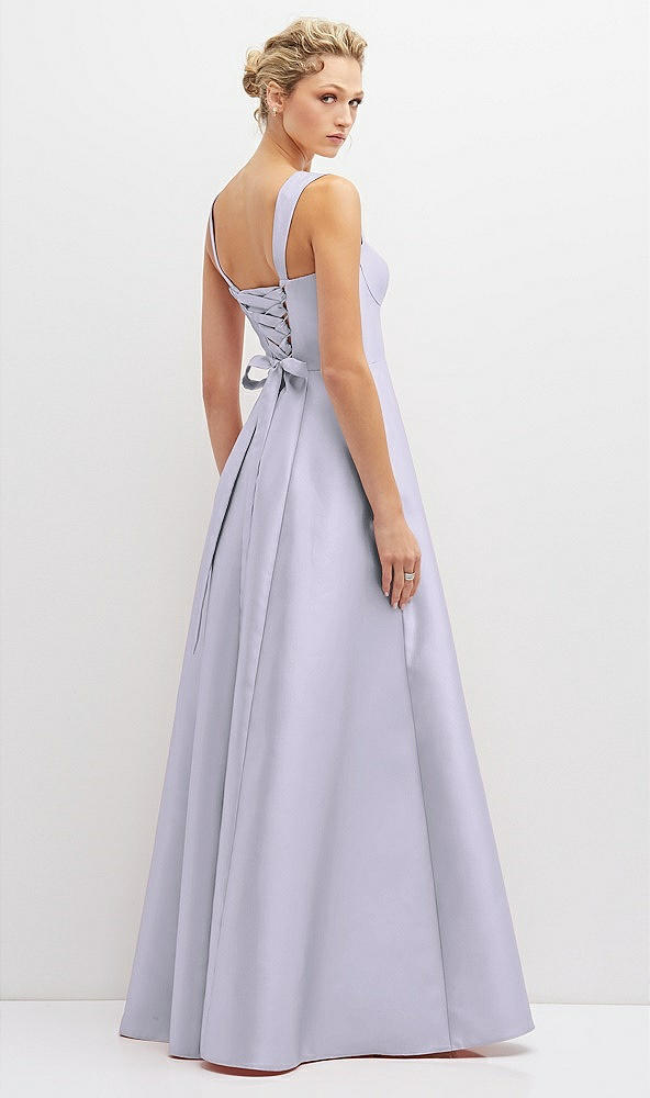 Back View - Silver Dove Lace-Up Back Bustier Satin Dress with Full Skirt and Pockets