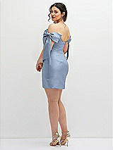 Alt View 4 Thumbnail - Cloudy Satin Off-the-Shoulder Bow Corset Fit and Flare Mini Dress