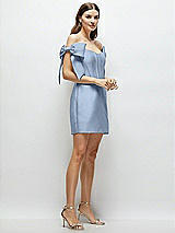 Side View Thumbnail - Cloudy Satin Off-the-Shoulder Bow Corset Fit and Flare Mini Dress