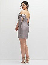 Alt View 4 Thumbnail - Cashmere Gray Satin Off-the-Shoulder Bow Corset Fit and Flare Mini Dress