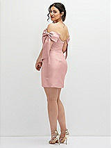 Alt View 4 Thumbnail - Rose Satin Off-the-Shoulder Bow Corset Fit and Flare Mini Dress