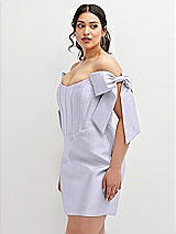 Alt View 1 Thumbnail - Silver Dove Satin Off-the-Shoulder Bow Corset Fit and Flare Mini Dress