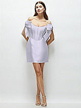 Front View Thumbnail - Silver Dove Satin Off-the-Shoulder Bow Corset Fit and Flare Mini Dress