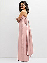 Side View Thumbnail - Rose Strapless Draped Bodice Column Dress with Oversized Bow