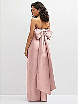 Rear View Thumbnail - Rose Strapless Draped Bodice Column Dress with Oversized Bow