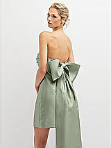 Alt View 1 Thumbnail - Sage Strapless Satin Column Mini Dress with Oversized Bow