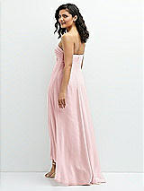 Rear View Thumbnail - Ballet Pink Strapless Draped Notch Neck Chiffon High-Low Dress