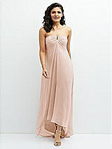 Front View Thumbnail - Cameo Strapless Draped Notch Neck Chiffon High-Low Dress