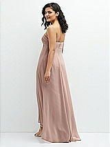 Rear View Thumbnail - Neu Nude Strapless Draped Notch Neck Chiffon High-Low Dress