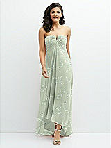 Front View Thumbnail - Vintage Primrose Sage Strapless Draped Notch Neck Chiffon High-Low Dress