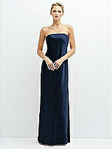 Front View Thumbnail - Midnight Navy Strapless Maxi Bias Column Dress with Peek-a-Boo Corset Back