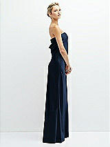 Side View Thumbnail - Midnight Navy Strapless Maxi Bias Column Dress with Peek-a-Boo Corset Back