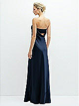 Rear View Thumbnail - Midnight Navy Strapless Maxi Bias Column Dress with Peek-a-Boo Corset Back