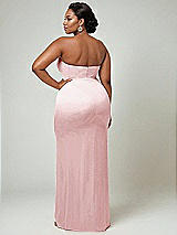 Alt View 2 Thumbnail - Ballet Pink Strapless Topstitched Corset Satin Maxi Dress with Draped Column Skirt