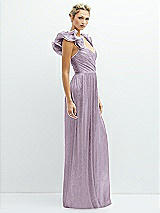 Alt View 2 Thumbnail - Metallic Lilac Haze Dramatic Ruffle Edge Convertible Strap Metallic Pleated Maxi Dress