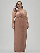 Alt View 1 Thumbnail - Metallic Sienna Dramatic Ruffle Edge One-Shoulder Metallic Pleated Maxi Dress