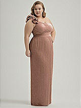 Alt View 2 Thumbnail - Metallic Sienna Dramatic Ruffle Edge One-Shoulder Metallic Pleated Maxi Dress