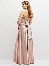 Rear View Thumbnail - Toasted Sugar Adjustable Sash Tie Back Satin Maxi Dress with Full Skirt