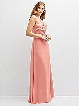 Alt View 2 Thumbnail - Rose Vertical Ruched Bodice Satin Maxi Dress with Full Skirt