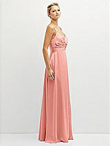 Side View Thumbnail - Rose Vertical Ruched Bodice Satin Maxi Dress with Full Skirt