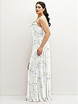 Side View Thumbnail - Bleu Garden Soft Cowl-Neck A-Line Maxi Dress with Adjustable Straps