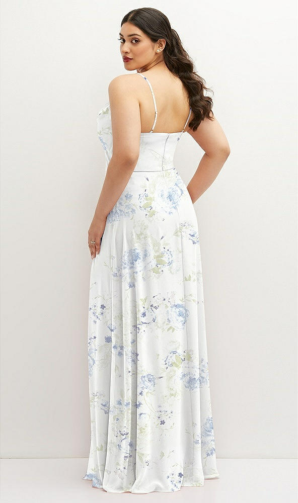 Back View - Bleu Garden Soft Cowl-Neck A-Line Maxi Dress with Adjustable Straps