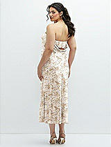 Alt View 3 Thumbnail - Golden Hour Floral Strapless Midi Bias Column Dress with Peek-a-Boo Corset Back