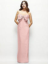 Alt View 2 Thumbnail - Rose Strapless Satin Column Maxi Dress with Oversized Handcrafted Bow