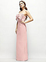 Alt View 3 Thumbnail - Rose Strapless Satin Column Maxi Dress with Oversized Handcrafted Bow